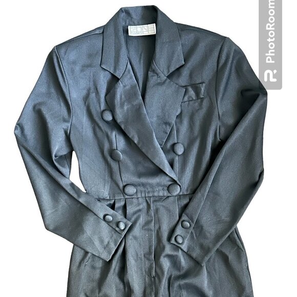 ZONE CALIFORNIA Vintage 90s Women's Black Tuxedo Style Jumpsuit US S - Picture 5 of 6